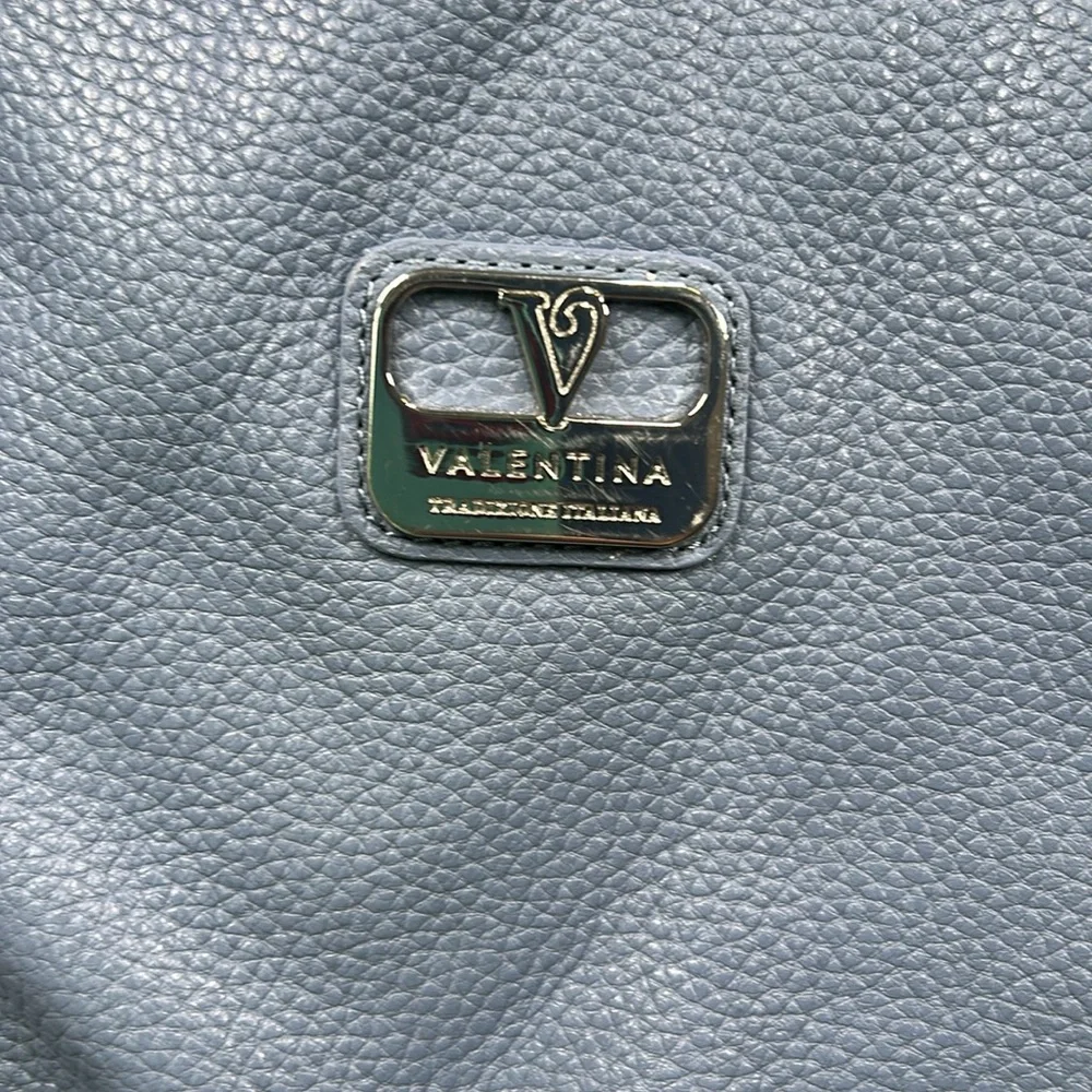 Valentina Chic Blue Leather Convertible Backpack Sling Bag with Silver Details